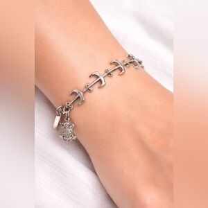 Sterling Silver Anchor Link Bracelet w/ Nautical Charms | 7” | 11.1g